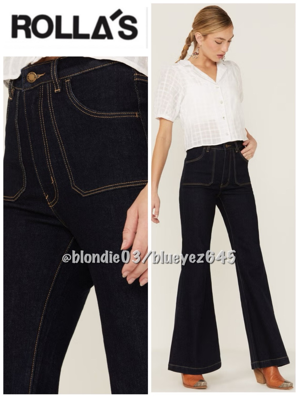 Rolla’s Women’s Eastcoast Dark Wash High Rise Flare Jeans 27 NWT